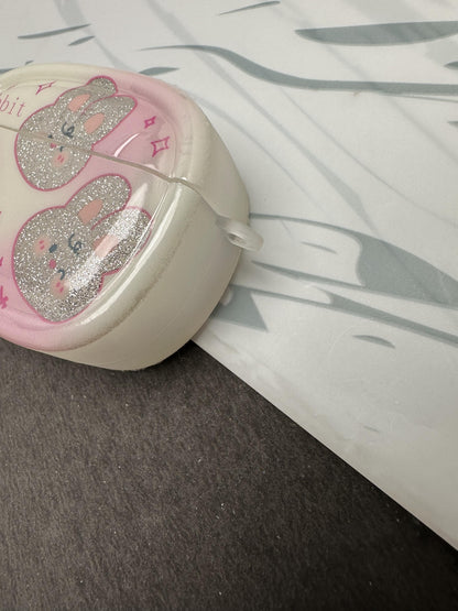 Glitter Teddy Bumper With Pearl Charm Case For Apple AirPods