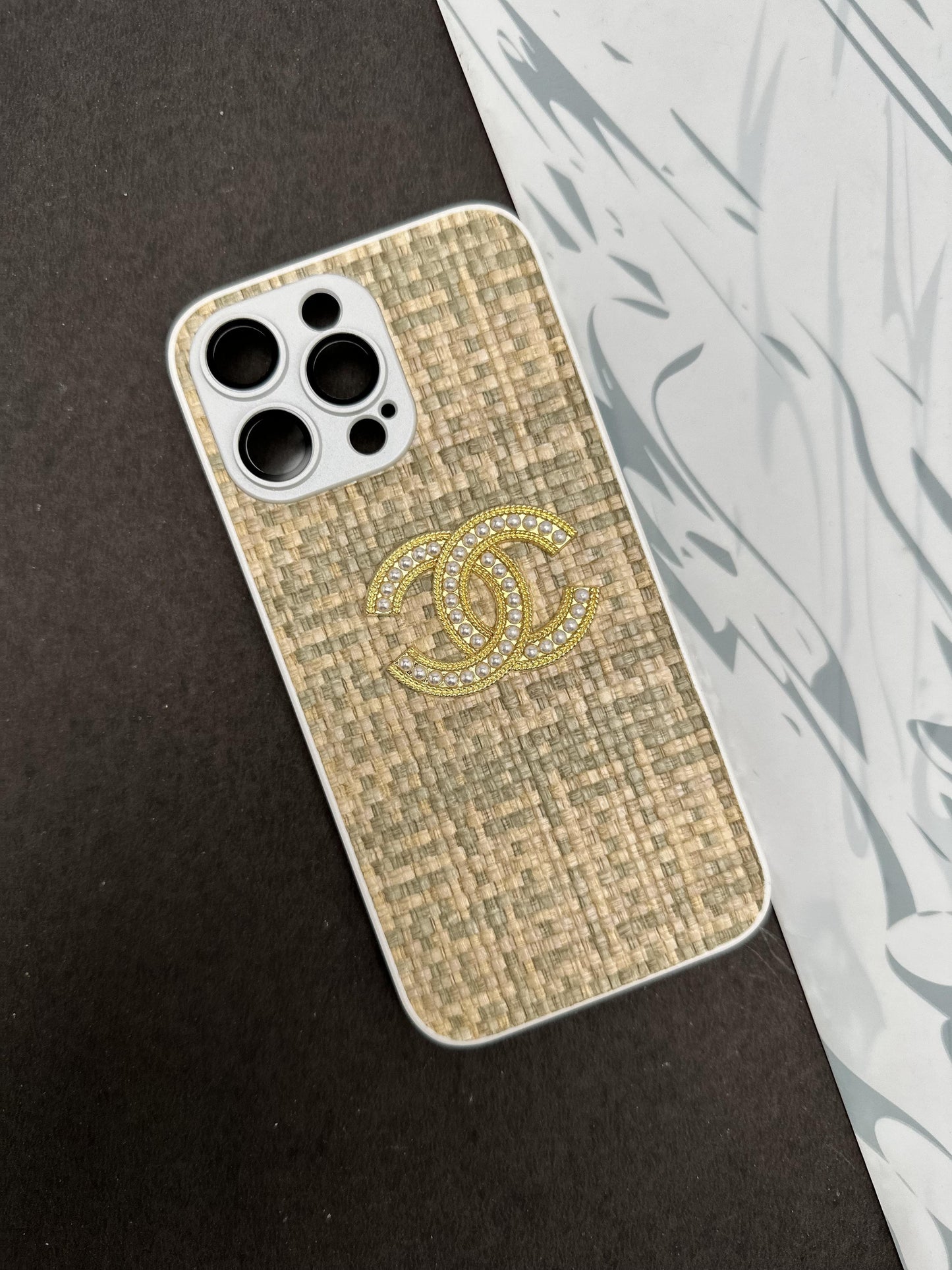 CHANEL Green Leather Fabric case For iPhone