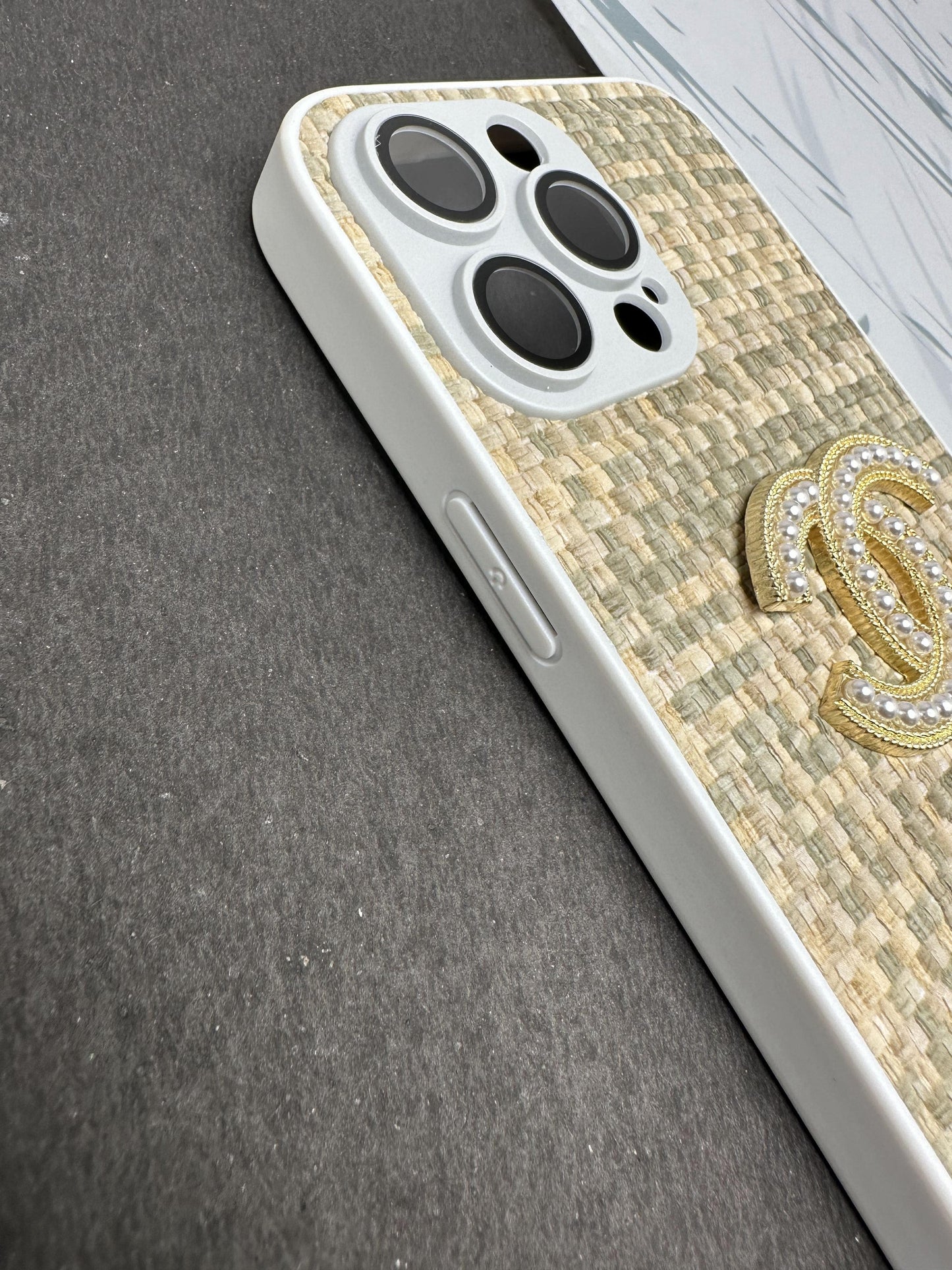 CHANEL Green Leather Fabric case For iPhone