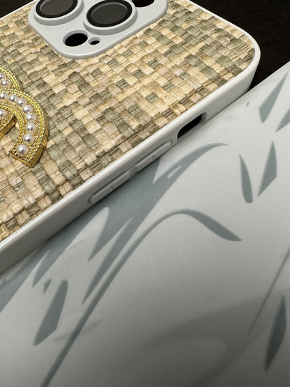 CHANEL Green Leather Fabric case For iPhone