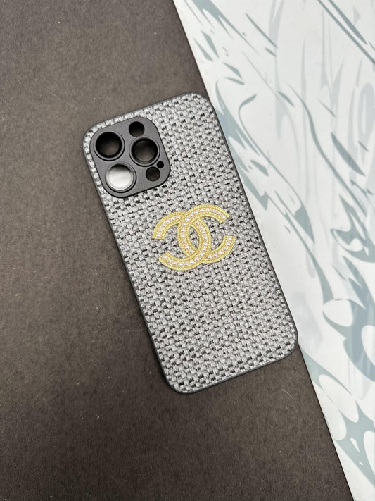 CHANEL Black Leather Fabric case For iPhone