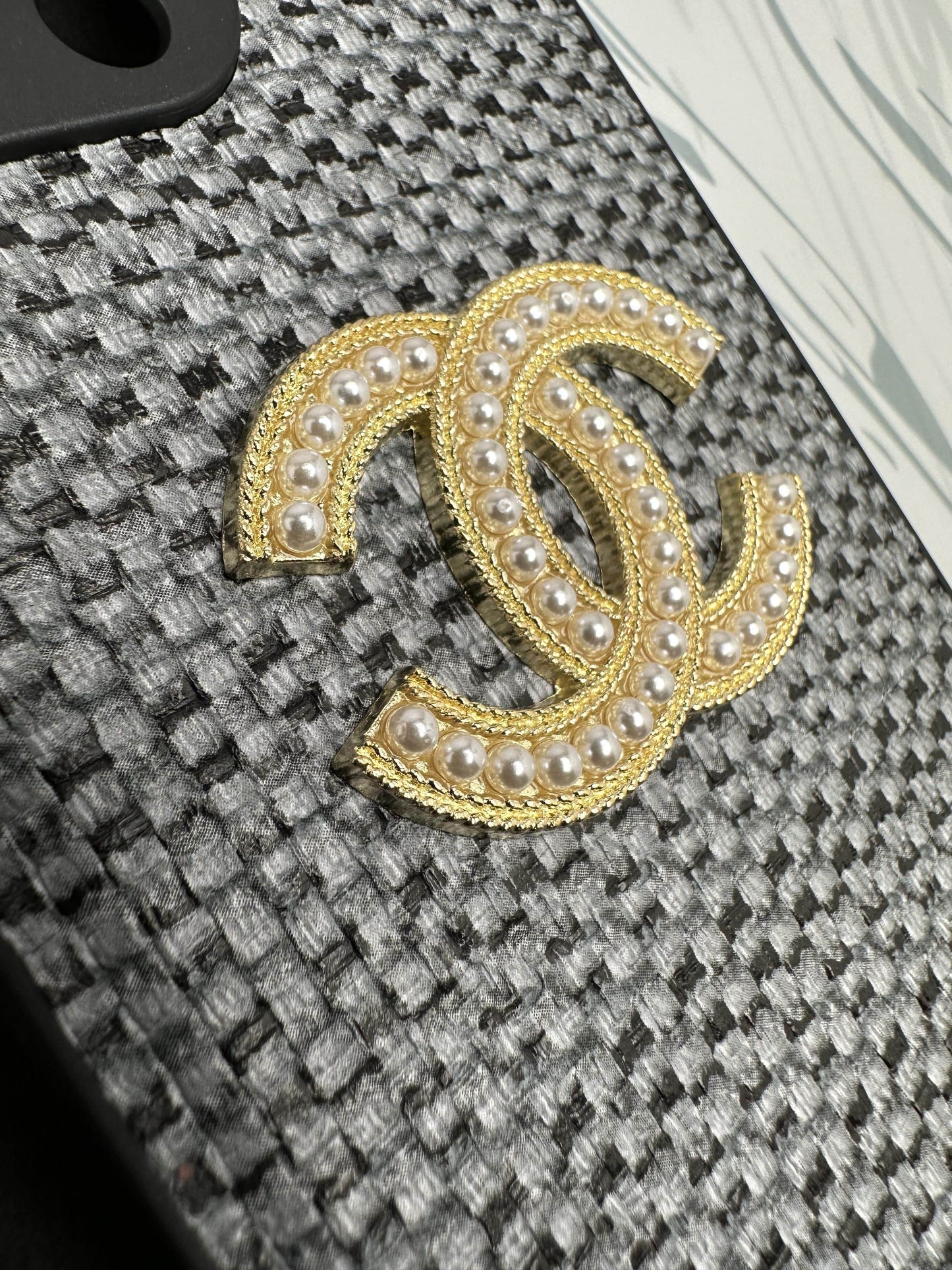 CHANEL Black Leather Fabric case For iPhone