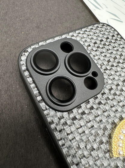 CHANEL Black Leather Fabric case For iPhone