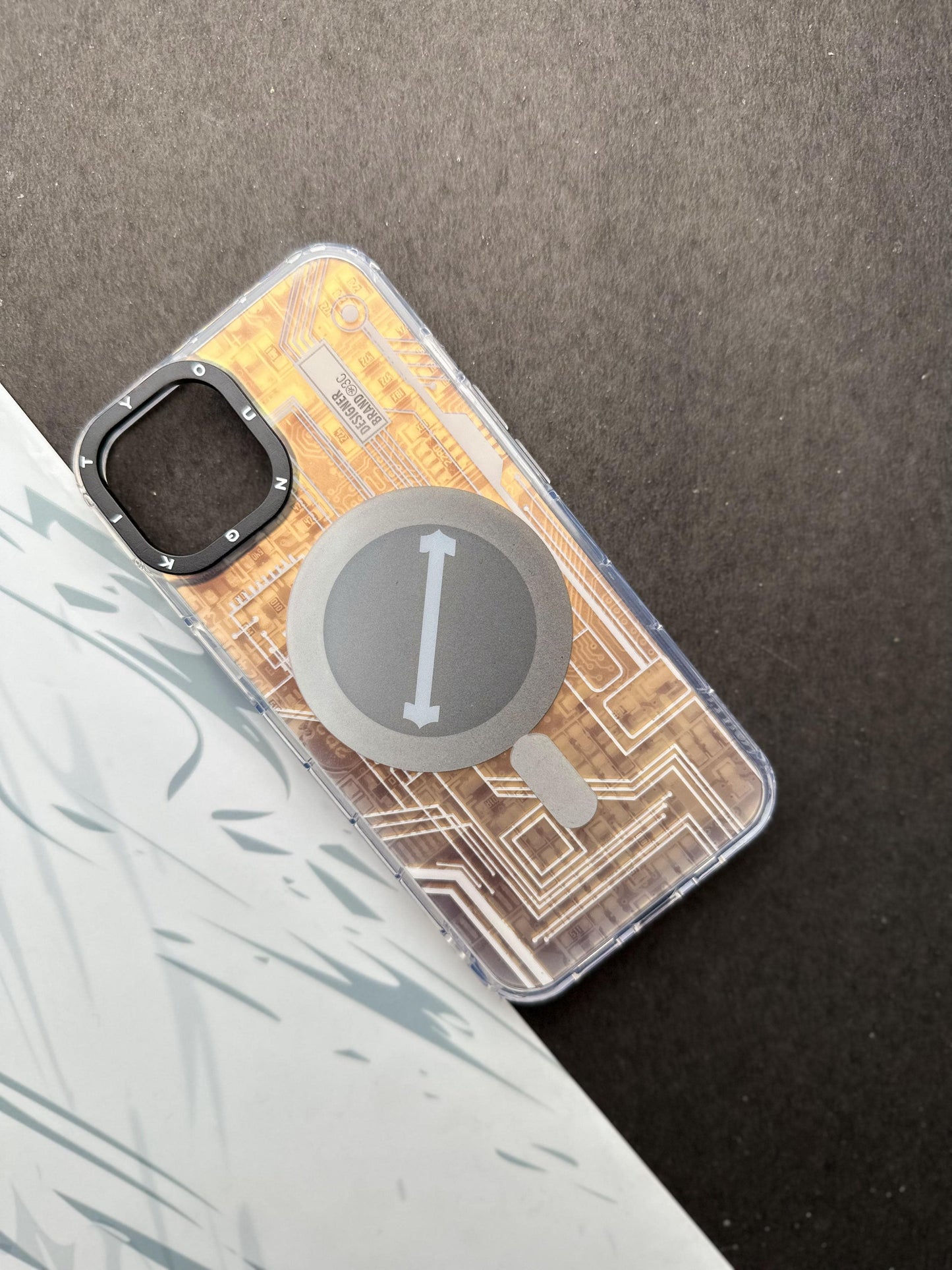 Youngkit Futuristic Circuit With Magsafe Storm White Case For iPhone