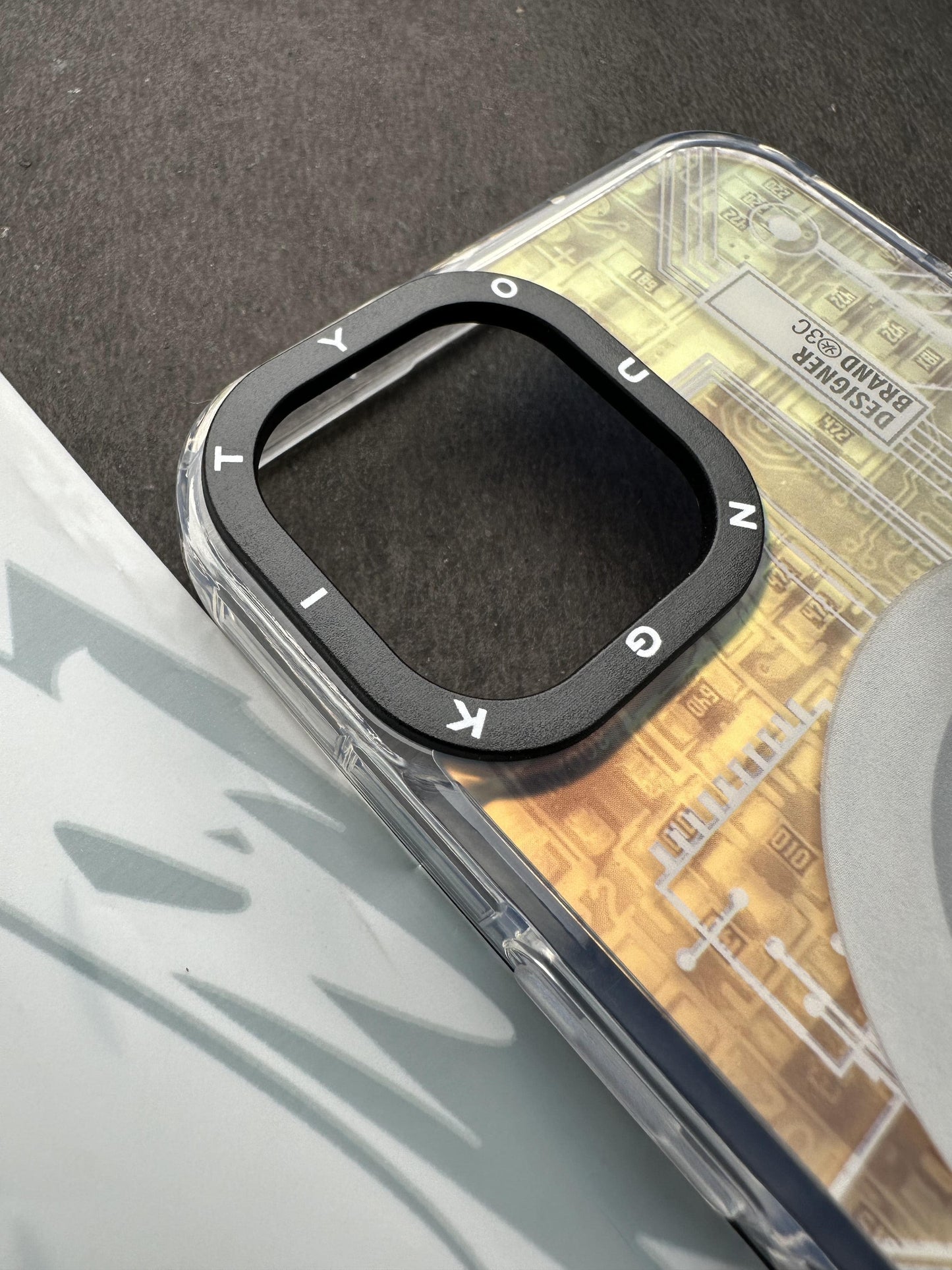 Youngkit Futuristic Circuit With Magsafe Storm White Case For iPhone