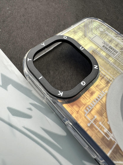 Youngkit Futuristic Circuit With Magsafe Storm White Case For iPhone