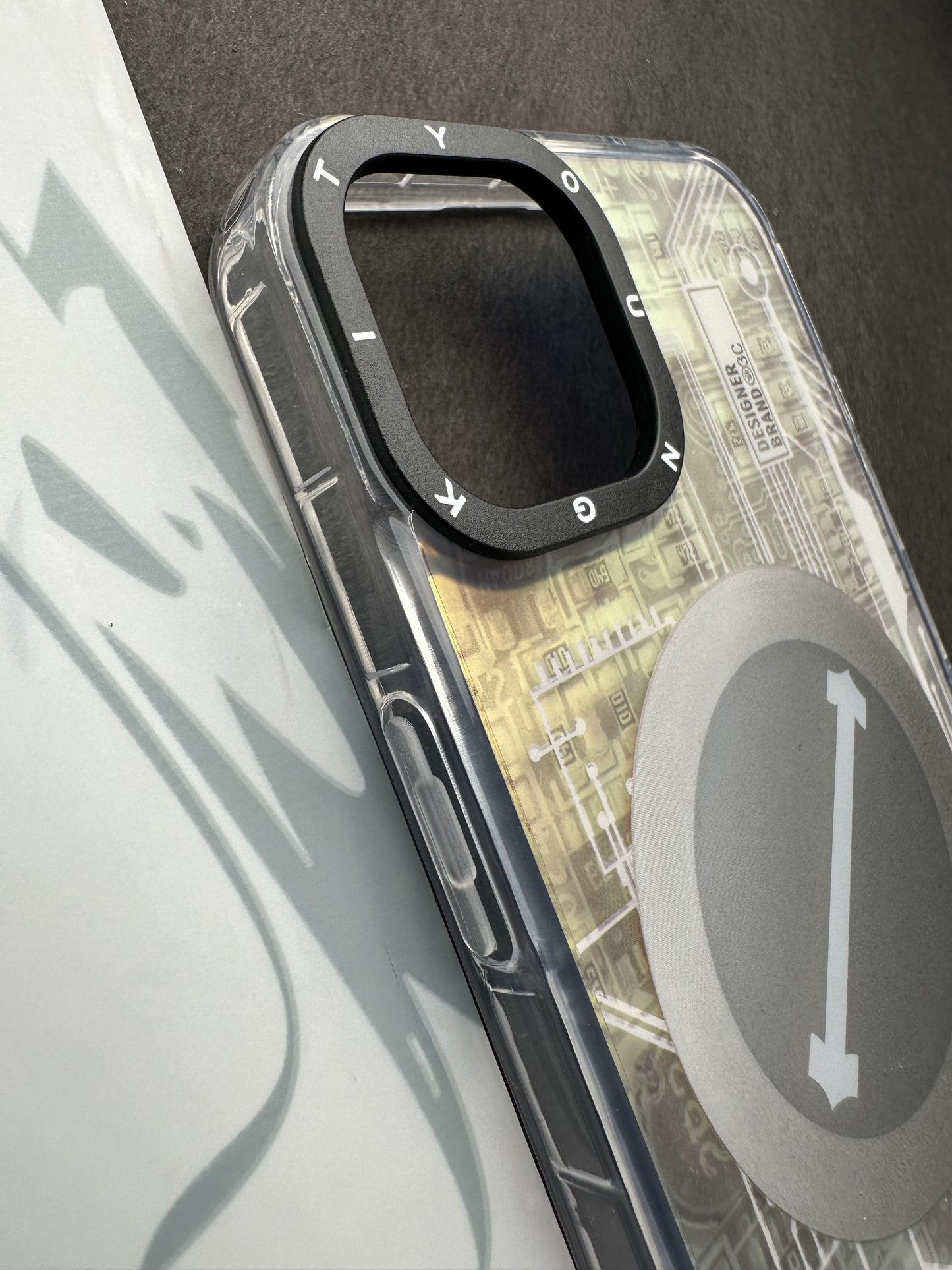 Youngkit Futuristic Circuit With Magsafe Storm White Case For iPhone