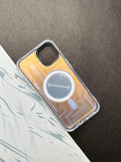 Youngkit Futuristic Circuit With Magsafe Storm White Case For iPhone