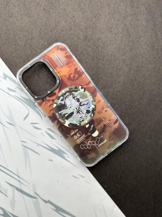 Youngkit Futuristic Circuit With Magsafe Camouflage Green Case For iPhone