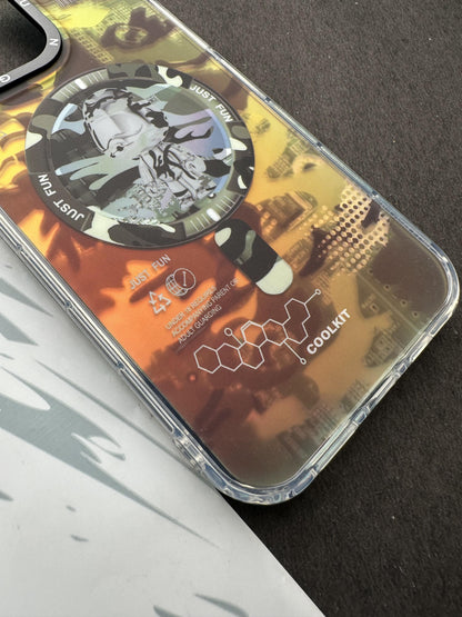 Youngkit Futuristic Circuit With Magsafe Camouflage Green Case For iPhone