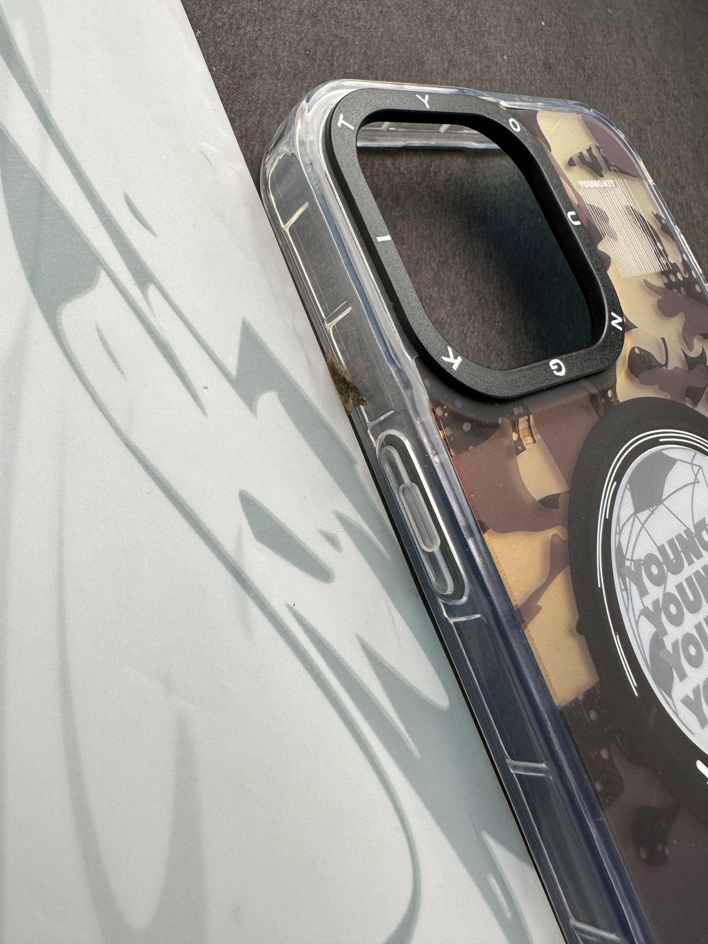 Youngkit Futuristic Circuit With Magsafe Camouflage Grey Case For iPhone