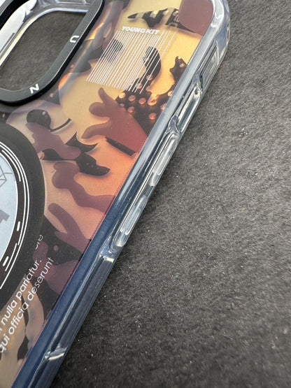 Youngkit Futuristic Circuit With Magsafe Camouflage Grey Case For iPhone