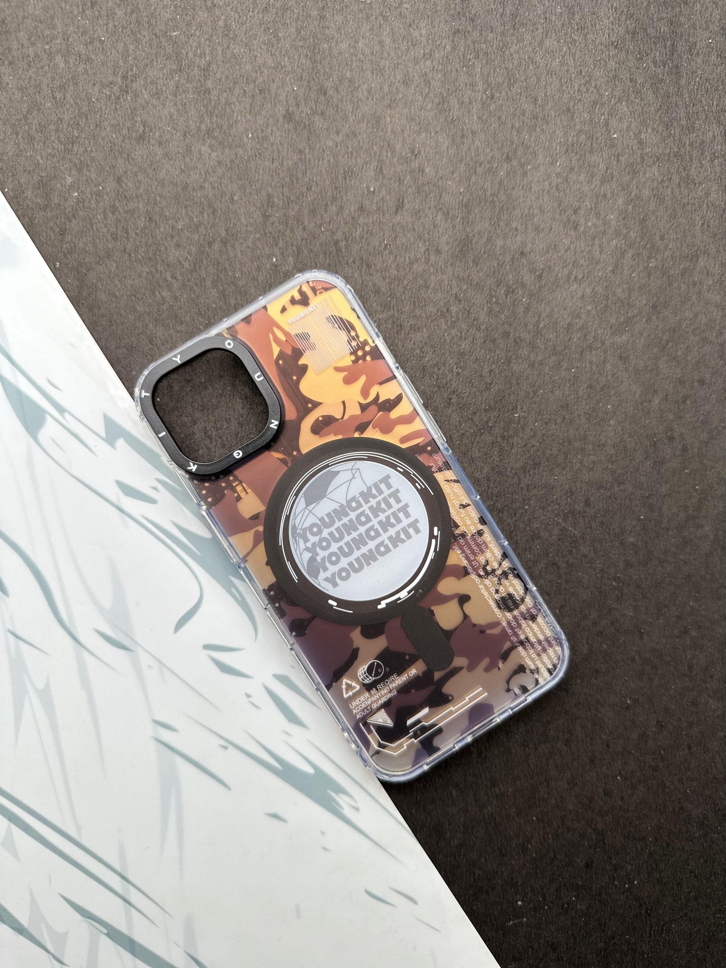 Youngkit Futuristic Circuit With Magsafe Camouflage Grey Case For iPhone
