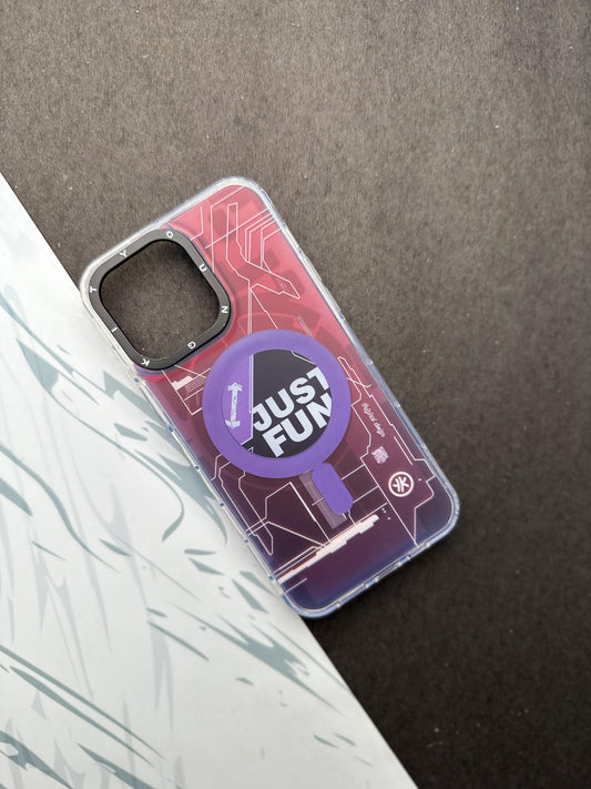 Youngkit Futuristic Circuit With Magsafe Just Fun Purple Case For iPhone