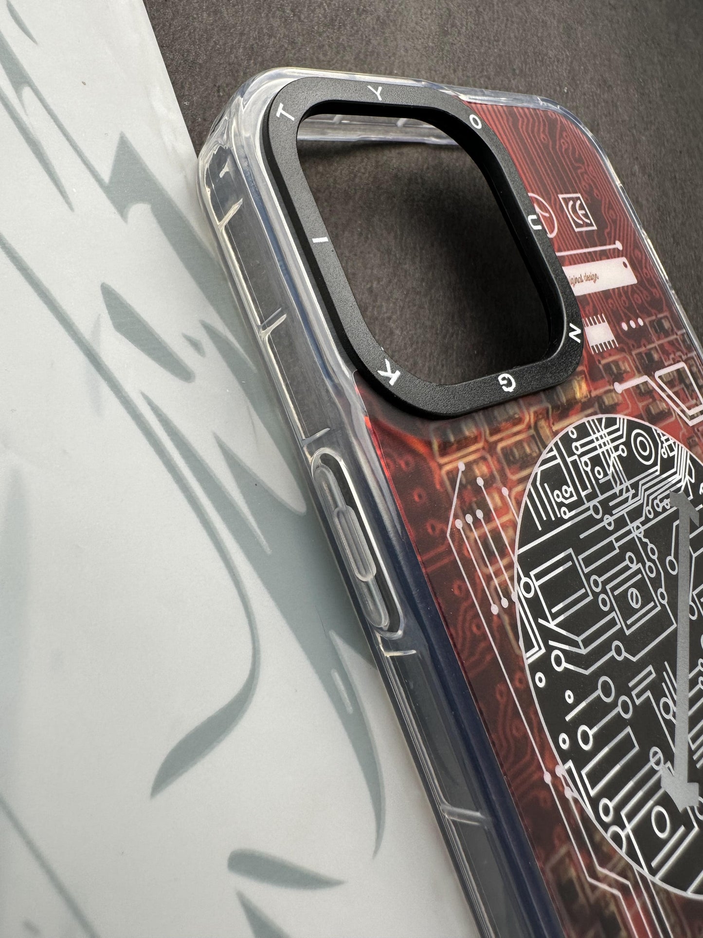 Youngkit Futuristic Circuit With Magsafe Flame Red Case For iPhone