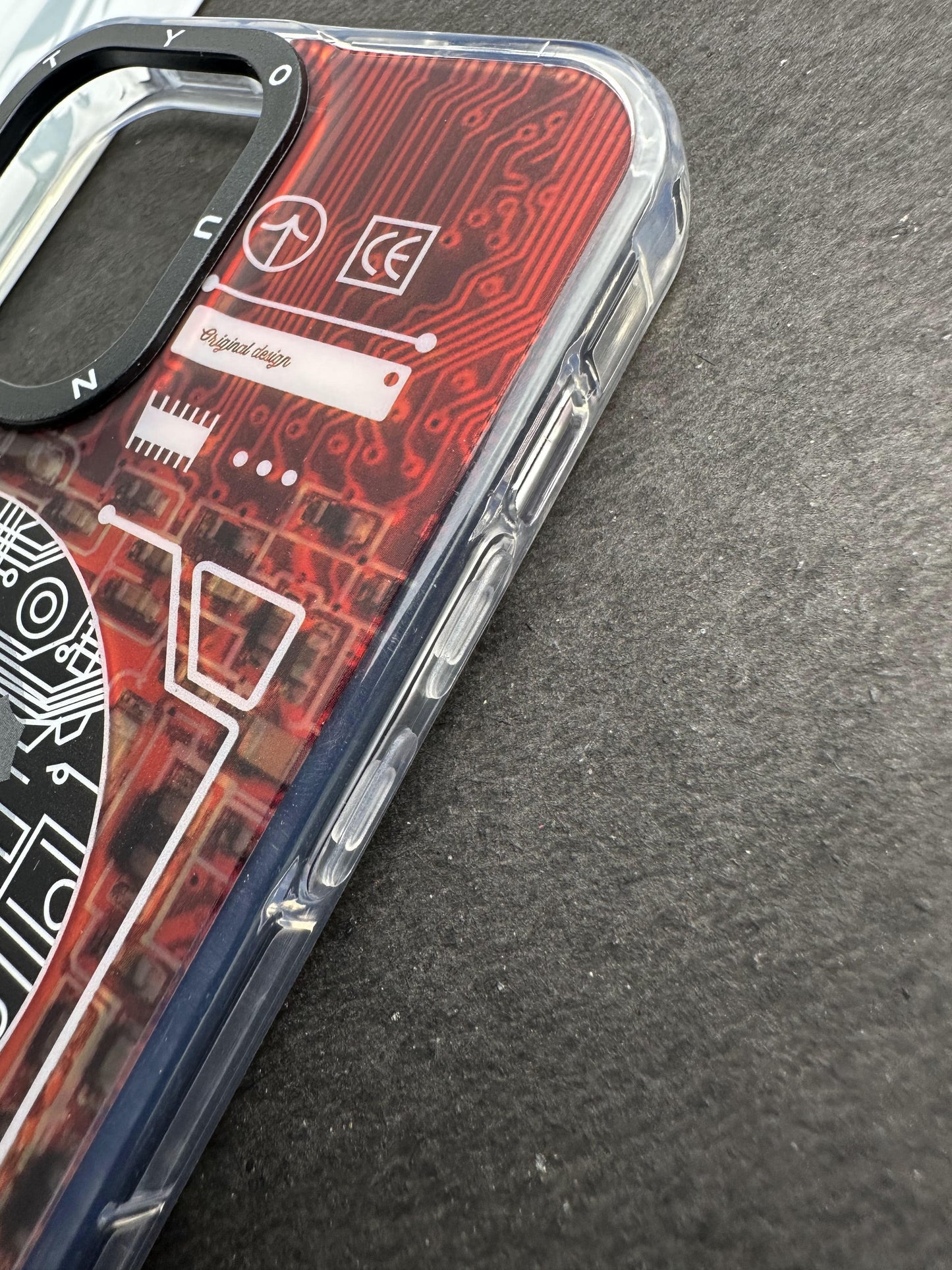 Youngkit Futuristic Circuit With Magsafe Flame Red Case For iPhone