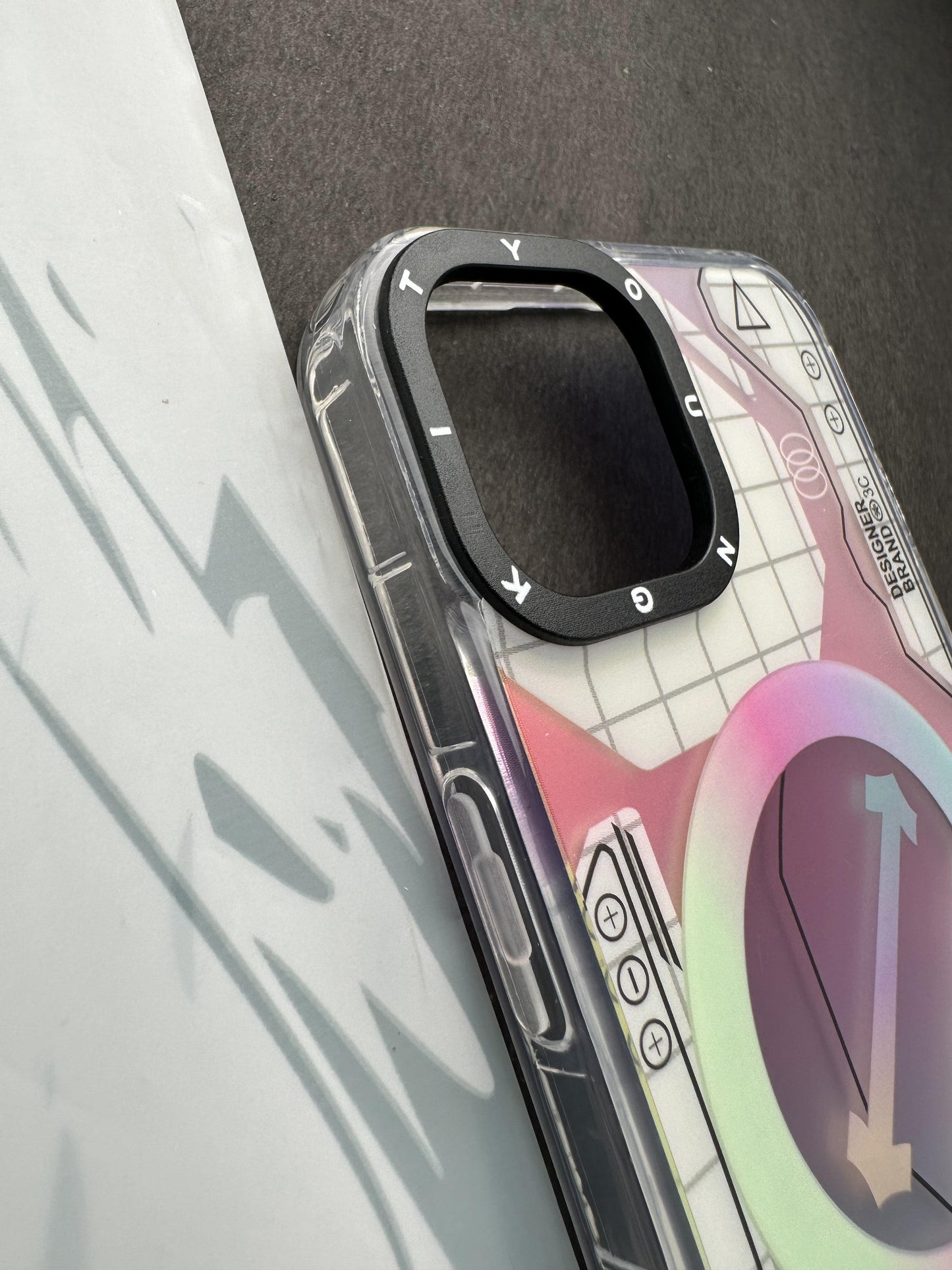 Youngkit Futuristic Circuit With Magsafe Pink Checks Case For iPhone