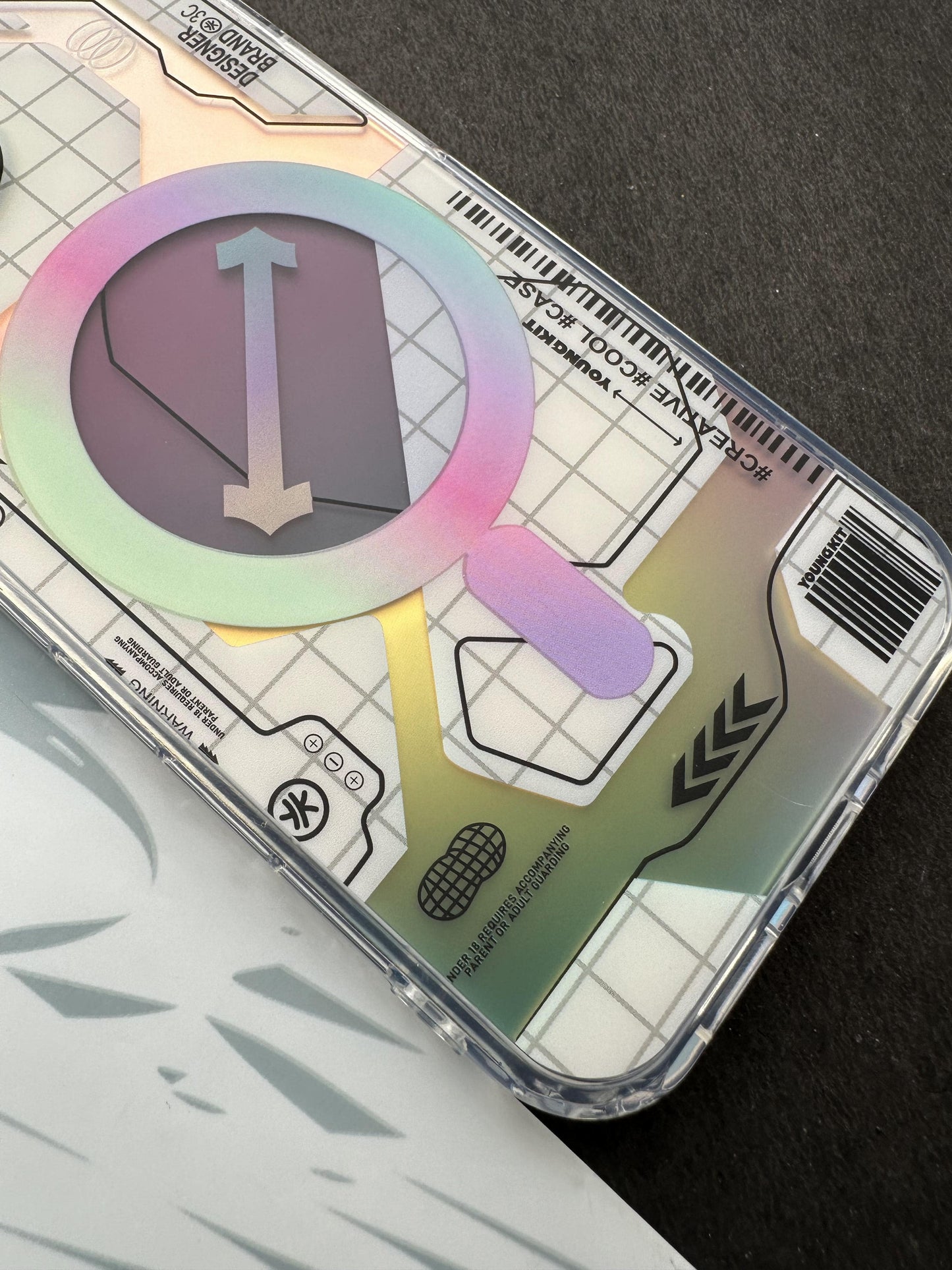 Youngkit Futuristic Circuit With Magsafe Pink Checks Case For iPhone