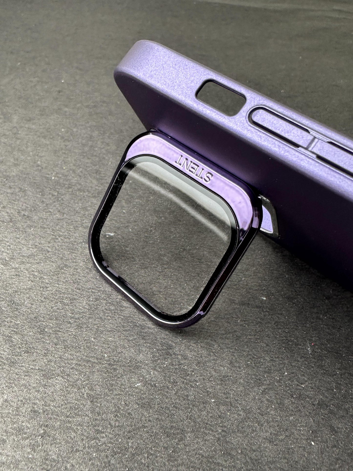 Hidden Bracket Deep Purple Frosted Shell Case For iPhone