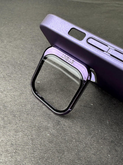 Hidden Bracket Deep Purple Frosted Shell Case For iPhone