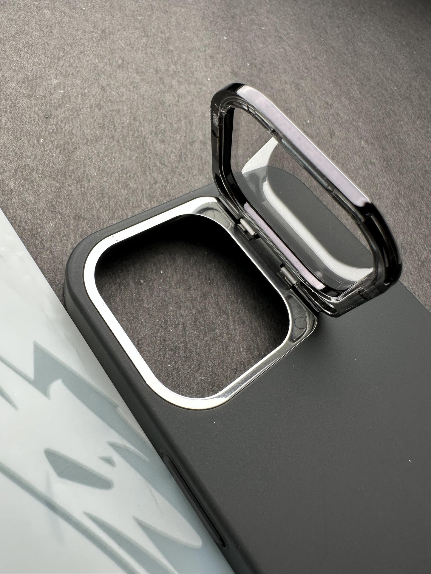 Hidden Bracket Black Frosted Shell Case For iPhone