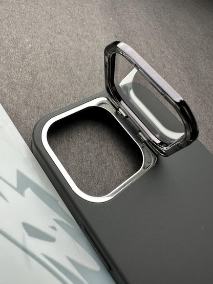 Hidden Bracket Black Frosted Shell Case For iPhone