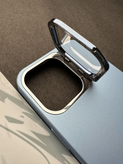 Hidden Bracket Sky Blue Frosted Shell Case For iPhone