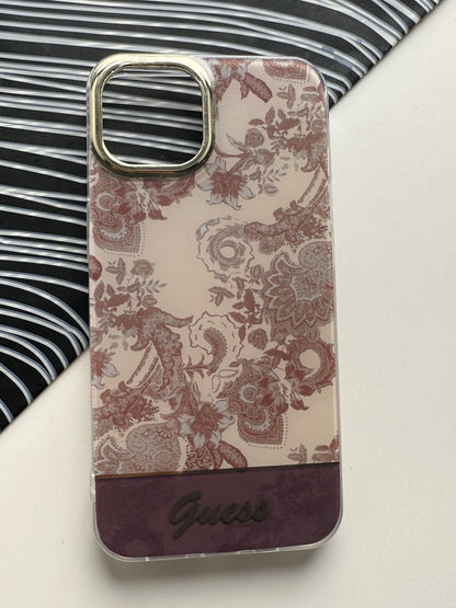 GUESS Brown Flower Case For iPhone