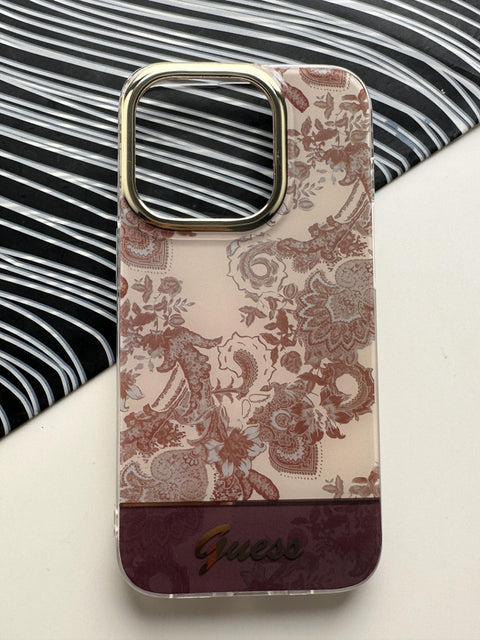 GUESS Brown Flower Case For iPhone
