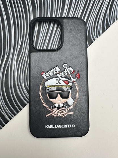 Karl Lagerfeld Grey sponge Leather Case For iPhone