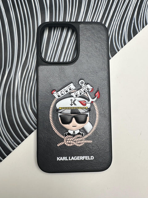 Karl Lagerfeld Grey sponge Leather Case For iPhone