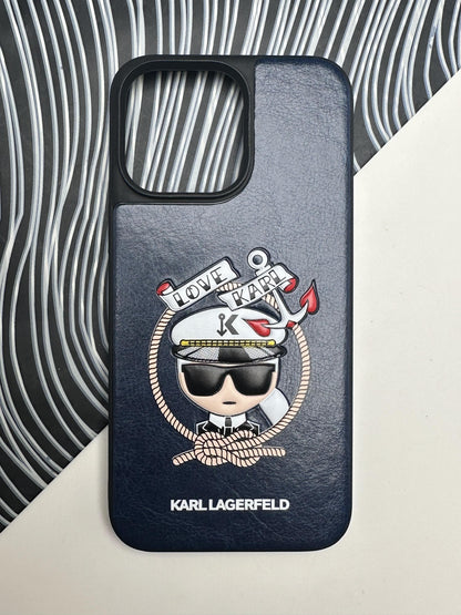 Karl Lagerfeld Blue sponge Leather Case For iPhone