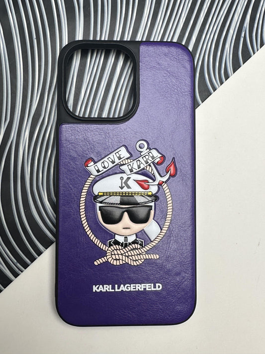 Karl Lagerfeld Purple sponge Leather Case For iPhone