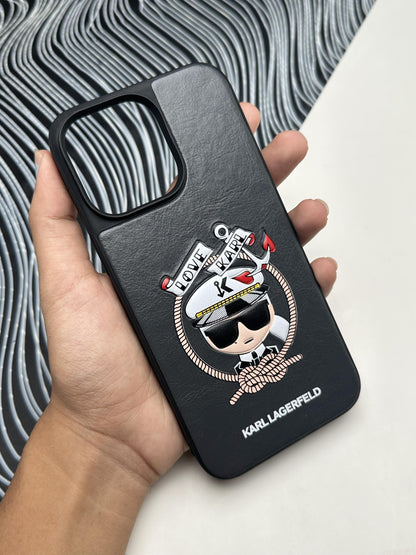 Karl Lagerfeld Grey sponge Leather Case For iPhone