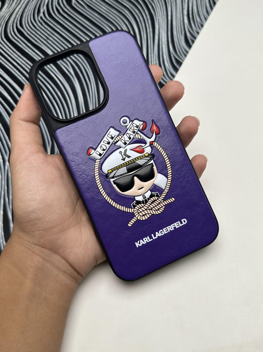 Karl Lagerfeld Purple sponge Leather Case For iPhone