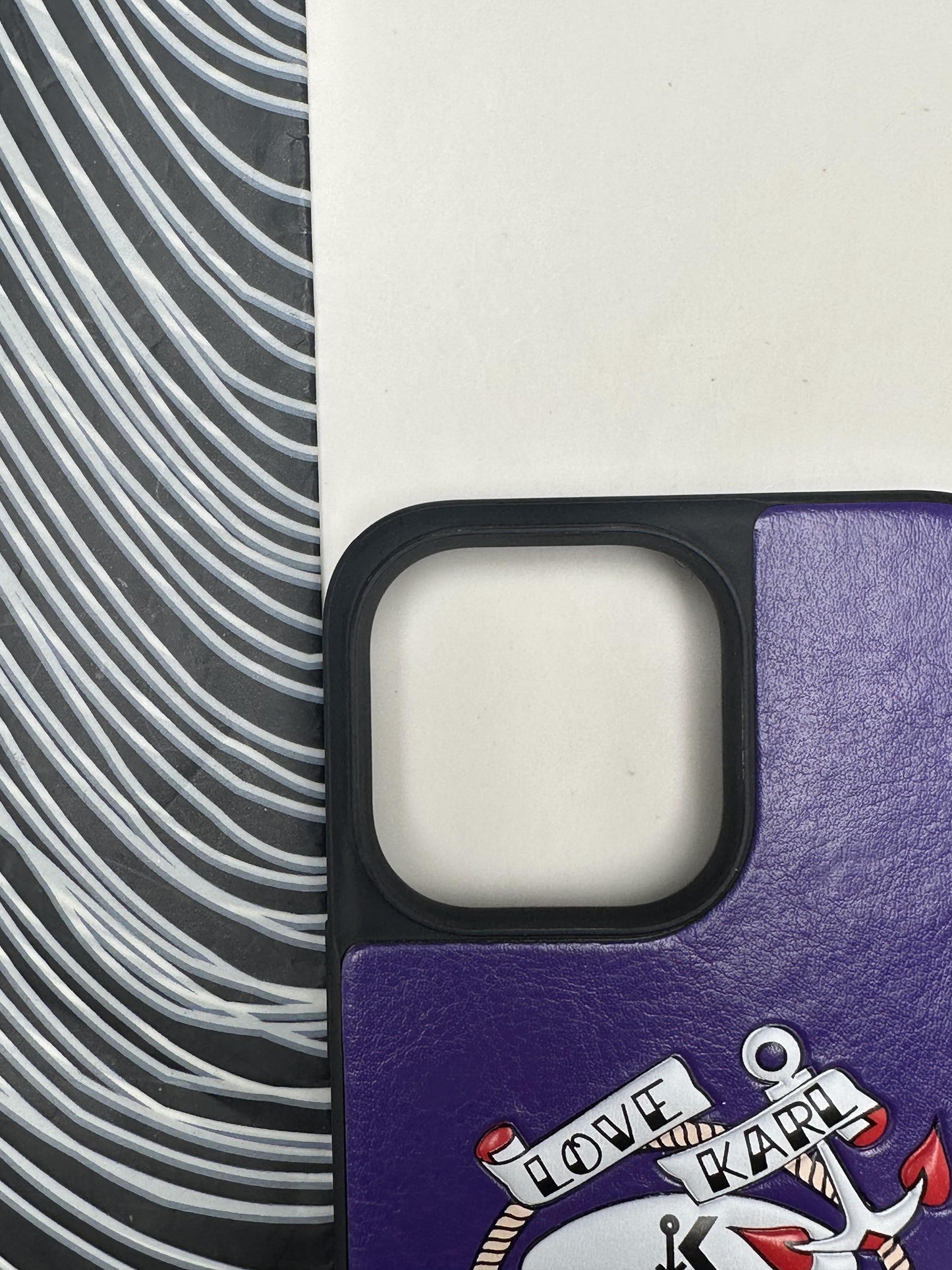 Karl Lagerfeld Purple sponge Leather Case For iPhone