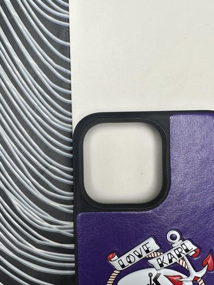Karl Lagerfeld Purple sponge Leather Case For iPhone