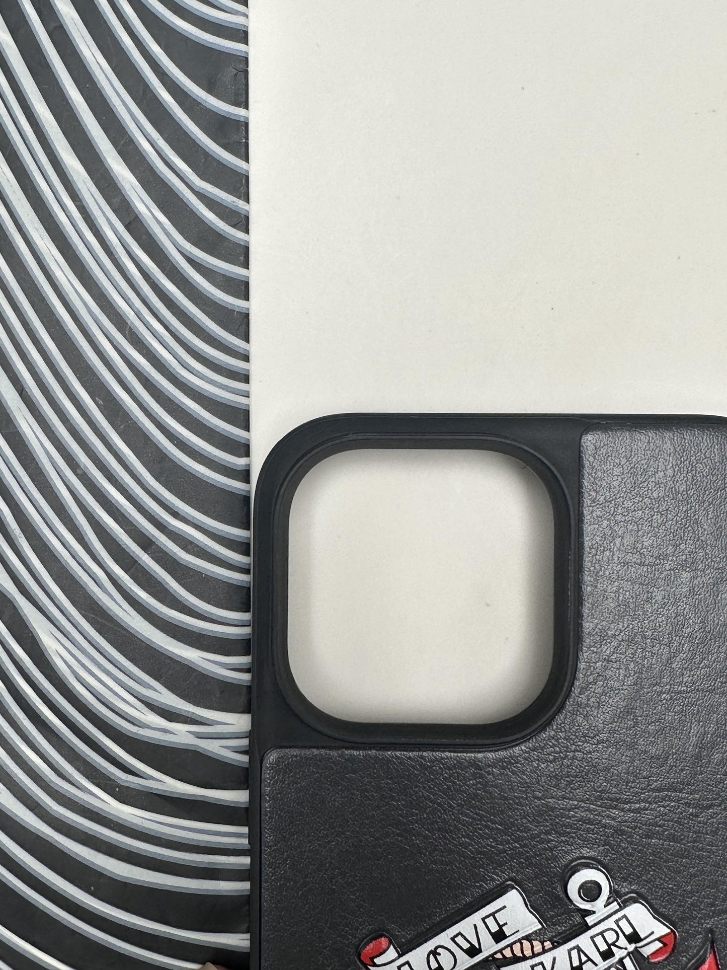 Karl Lagerfeld Grey sponge Leather Case For iPhone