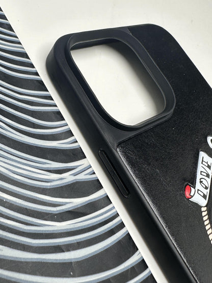 Karl Lagerfeld Black sponge Leather Case For iPhone