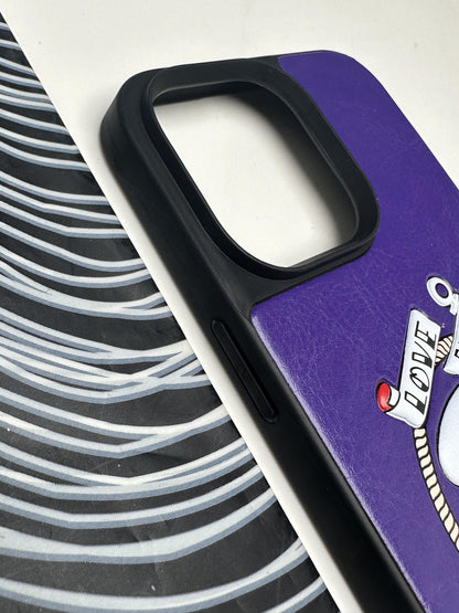 Karl Lagerfeld Purple sponge Leather Case For iPhone