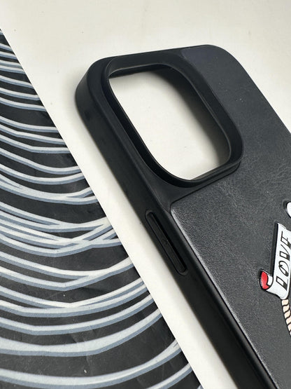 Karl Lagerfeld Grey sponge Leather Case For iPhone