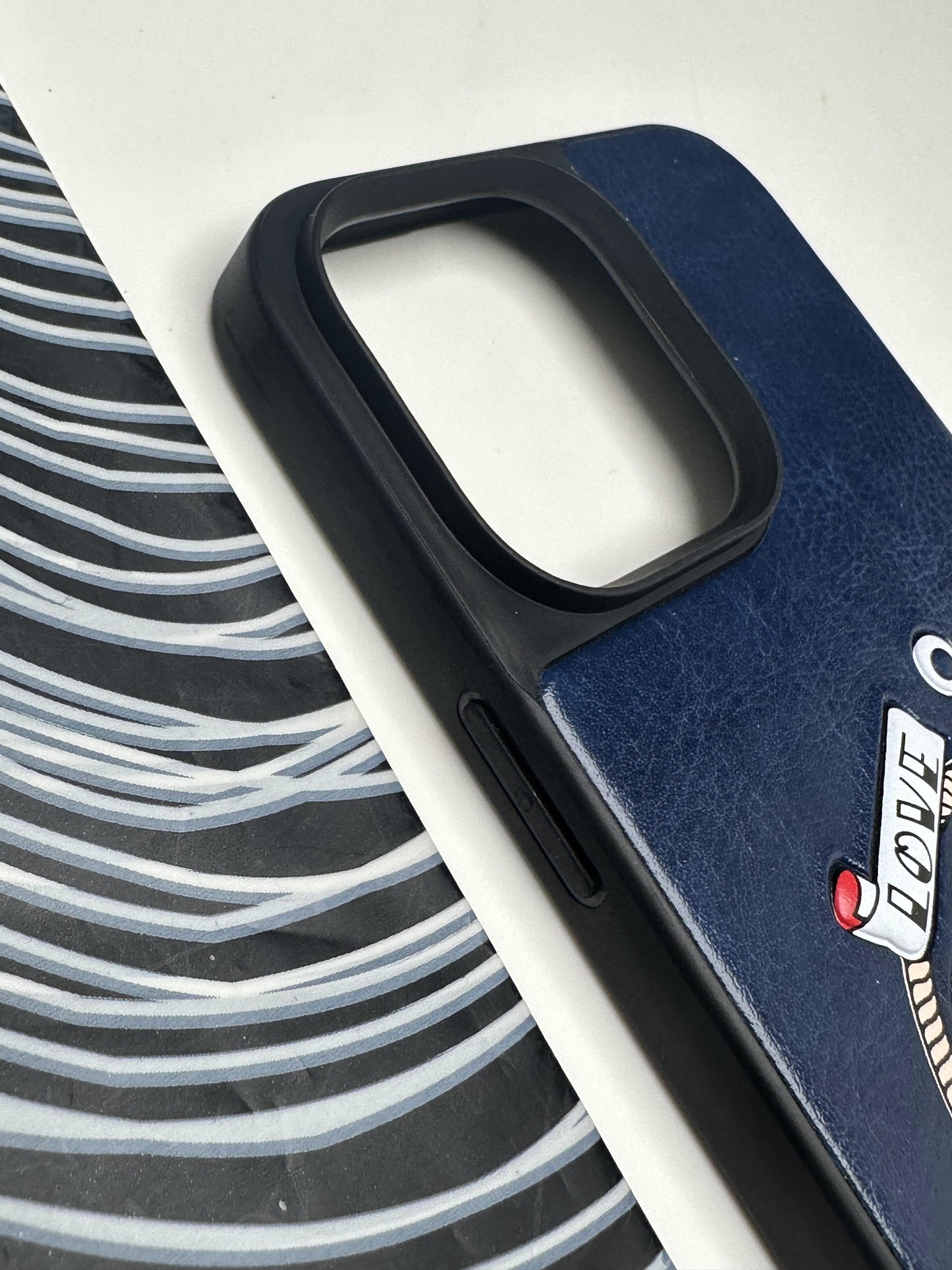 Karl Lagerfeld Blue sponge Leather Case For iPhone