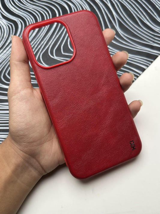 HDD Red Genuine Leather Case For iPhone