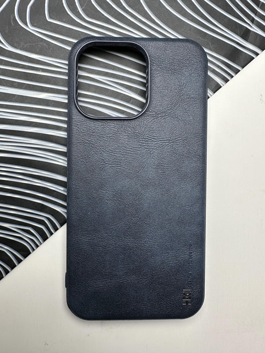 HDD Dark Blue Genuine Leather Case For iPhone