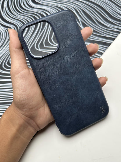HDD Dark Blue Genuine Leather Case For iPhone