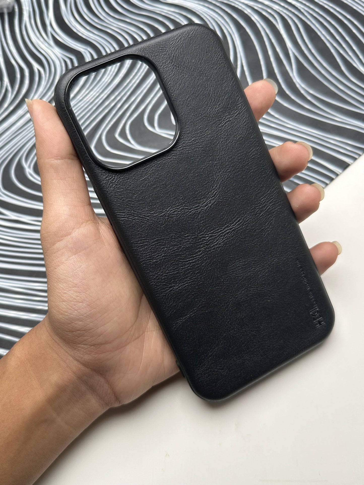 HDD Black Genuine Leather Case For iPhone