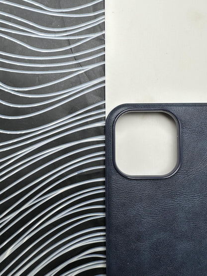 HDD Dark Blue Genuine Leather Case For iPhone