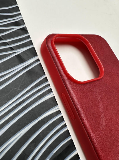 HDD Red Genuine Leather Case For iPhone