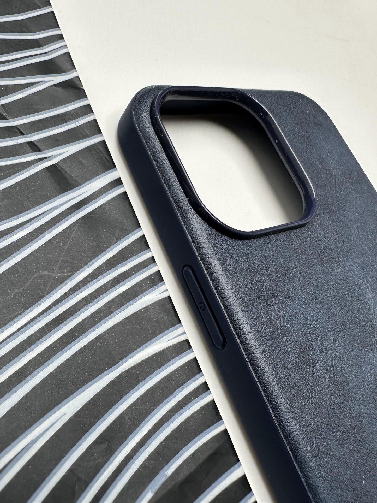 HDD Dark Blue Genuine Leather Case For iPhone