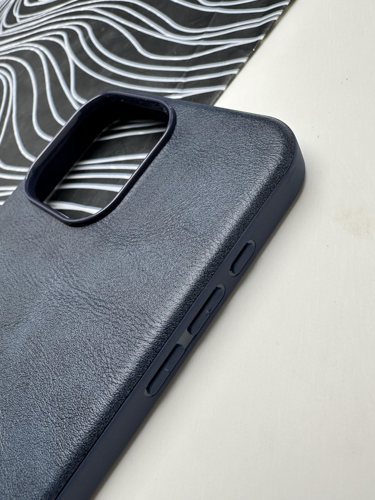 HDD Dark Blue Genuine Leather Case For iPhone